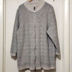 J. Jill Women’s Full Zip Grey Tunic Style Sweater Sz 2X